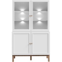 Florence Wensley 4 Door Light Grey and Oak Glass Display Cabinet with LED Lighting - Size: 162.8 x 99.9 x 41.7cm - Multi - Furniture To Go - Wilko - thumbnail 5