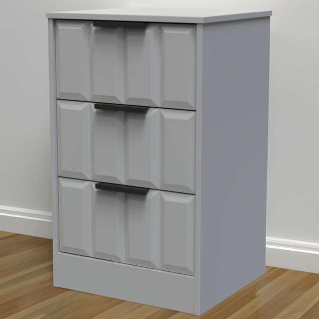 Crowndale New York 3 Drawer Dusk Grey Bedside Cabinet Ready Assembled - Wilko - image 1