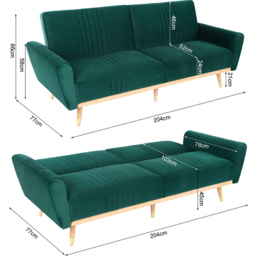 H&O Direct 2 Seater Sofa Bed - Green - Wilko - thumbnail 5
