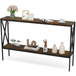 Costway 2 Tier Rustic Brown Metal Console Table - Size: 120 x 23 x 74cm - Wilko - thumbnail 4