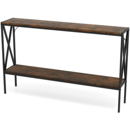 Costway 2 Tier Rustic Brown Metal Console Table - Size: 120 x 23 x 74cm - Wilko - thumbnail 3