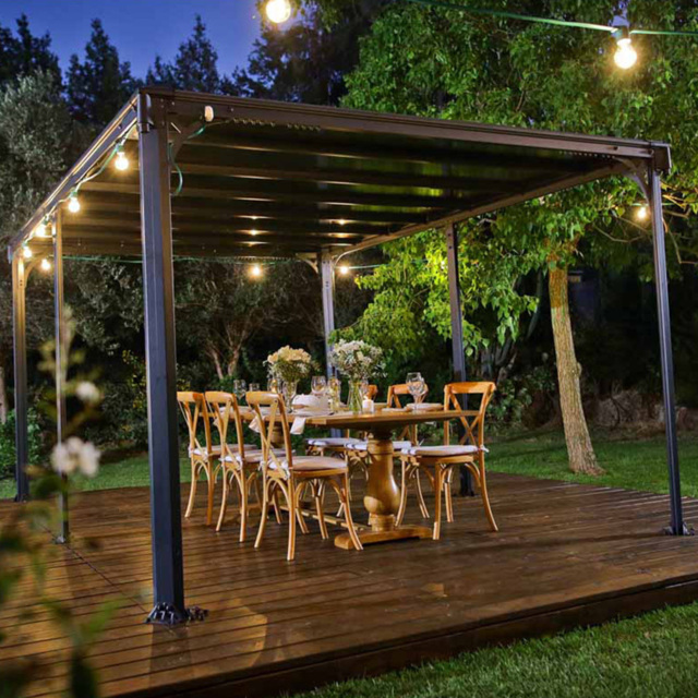 Palram Milano 4300 4.3 x 3m Grey Bronze Garden Gazebo - Size: 3 x 4m - Palram Canopia - Wilko - image 1