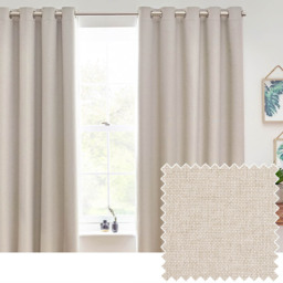 furn. Dawn Linen Thermal Blackout Eyelet Curtain 117 x 137cm - Size: W 137 x D 117cm - Cream - Wilko - thumbnail 3