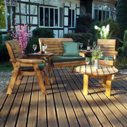 Charles Taylor 4 Seater Round Set Companion Seat with Green Cushions - Wilko