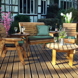 Charles Taylor 4 Seater Round Set Companion Seat with Green Cushions - Wilko - thumbnail 3