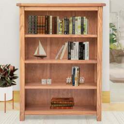 Padua 4 Shelf Lacquered Wide Bookcase - Brown - Wilko - thumbnail 1