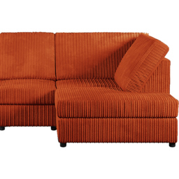 Luxor 4 Seater Orange Jumbo Cord Right Hand Facing Full Back L Shaped Corner Sofa Set - Wilko - thumbnail 5