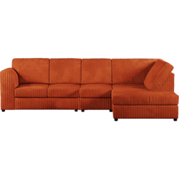 Luxor 4 Seater Orange Jumbo Cord Right Hand Facing Full Back L Shaped Corner Sofa Set - Wilko - thumbnail 3