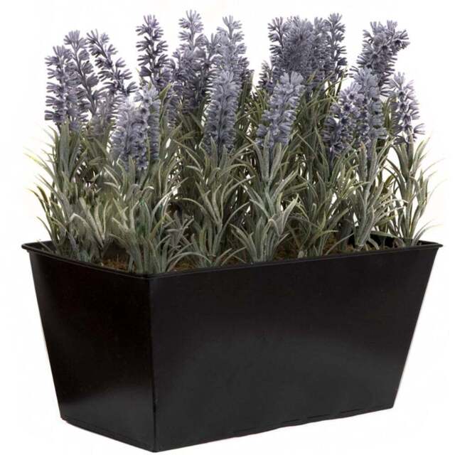 GreenBrokers Artificial Lavender Plant in Black Window Box 30cm - Size: 12 in - Purple - Wilko - image 1