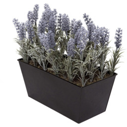 GreenBrokers Artificial Lavender Plant in Black Window Box 30cm - Size: 12 in - Purple - Wilko - thumbnail 3