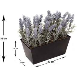 GreenBrokers Artificial Lavender Plant in Black Window Box 30cm - Size: 12 in - Purple - Wilko - thumbnail 5