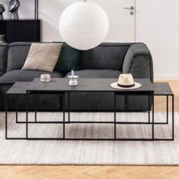 Florence Infinity Matt Black Nest of Tables Set of 3 - Furniture To Go - Wilko