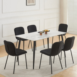 Bella Set of 6 Black Teddy Faux Fur Stitched Design Dining Chairs - MCC - Wilko - thumbnail 7