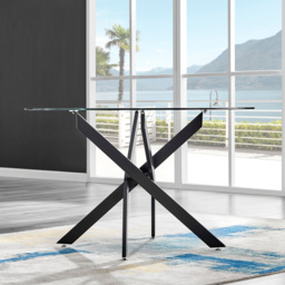 Furniturebox Arona Cesano 6 Seater Round Dining Set Navy and Black - Blue - Wilko - thumbnail 3