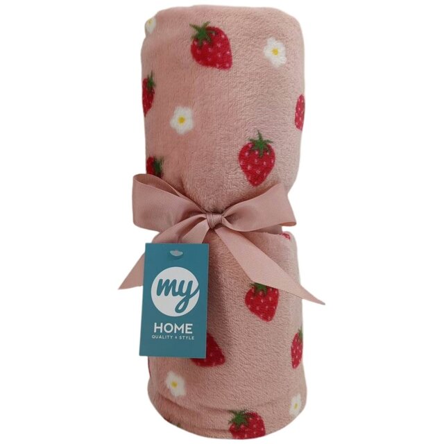 My Home Strawberry Fleece Throw - Blush - Wilko - image 1