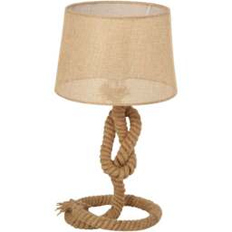 Portland Nautical Style Rope Base Beige Table Lamp - Size: 30 x 30 x 54cm - Cream - Wilko