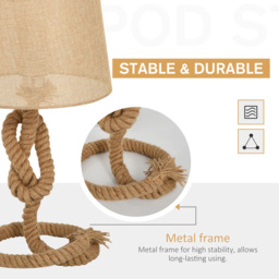 Portland Nautical Style Rope Base Beige Table Lamp - Size: 30 x 30 x 54cm - Cream - Wilko - thumbnail 6