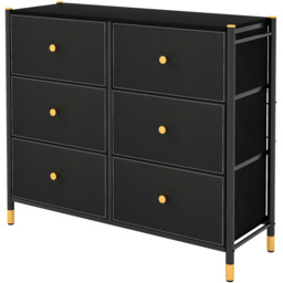 Costway 6 Drawer Chest of Drawers - Black - Wilko - thumbnail 3