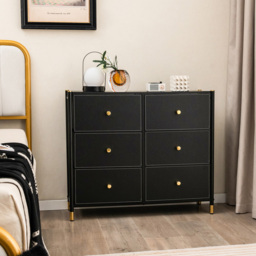 Costway 6 Drawer Chest of Drawers - Black - Wilko - thumbnail 5