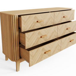 GFW Axel 6 Drawer Oak Chevron Pattern Chest of Drawers - Wilko - thumbnail 7