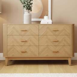 GFW Axel 6 Drawer Oak Chevron Pattern Chest of Drawers - Wilko
