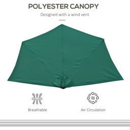 Outsunny Green Half Parasol 2.7m - Size: 3m - Wilko - thumbnail 7