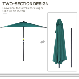 Outsunny Green Half Parasol 2.7m - Size: 3m - Wilko - thumbnail 5