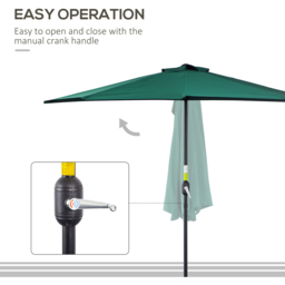 Outsunny Green Half Parasol 2.7m - Size: 3m - Wilko - thumbnail 6