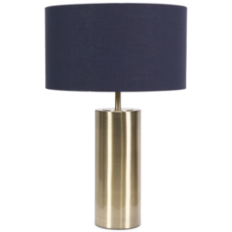 ValueLights Lexy Reni Navy Blue and Antique Brass Shade Touch LED Table Lamp - Size: 55 x 35 x 35cm - Gold - Wilko