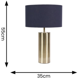 ValueLights Lexy Reni Navy Blue and Antique Brass Shade Touch LED Table Lamp - Size: 55 x 35 x 35cm - Gold - Wilko - thumbnail 7