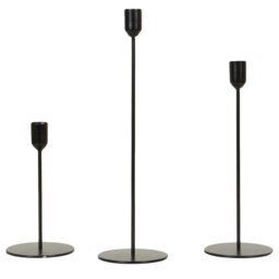 Set of 3 Noir Taper Candle Holders - Black - Wilko