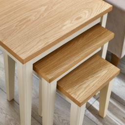 Furniturebox Isolde Oak and Cream Wooden Nest of Tables Set of 3 - Size: 40 x 55 x 52cm - Brown - Wilko - thumbnail 5