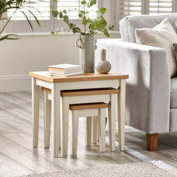 Furniturebox Isolde Oak and Cream Wooden Nest of Tables Set of 3 - Size: 40 x 55 x 52cm - Brown - Wilko - thumbnail 7