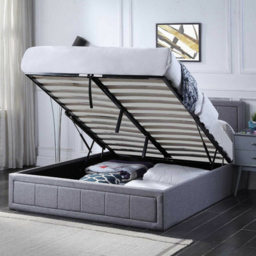 Portland King Size Ottoman Bed Frame with Mattress and Storage - Grey - Wilko - thumbnail 4