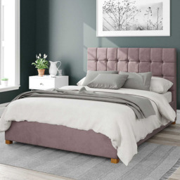 Aspire Sinatra Small Double Blush Plush Velvet Ottoman Bed - Pink - Aspire Beds - Wilko