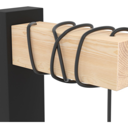 EGLO Townshend 5 Black Natural Wood Vintage Industrial Wall Light - Size: 14 x 14 x 27.5cm - Wilko - thumbnail 4