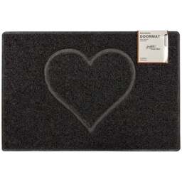 Oseasons Black Heart Embossed Doormat with Open Back 60 x 40cm - Wilko