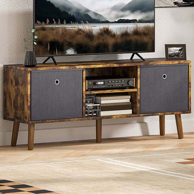 HOMCOM 2 Drawer 2 Shelf Rustic Brown TV Unit - Size: 46.5 cm x 29 x 110cm - Wilko - image 1
