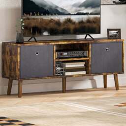 HOMCOM 2 Drawer 2 Shelf Rustic Brown TV Unit - Size: 46.5 cm x 29 x 110cm - Wilko