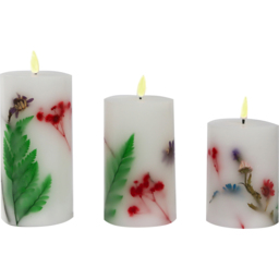 Avilo 3 Piece Flower Embedded Wax Candle Set - Size: 10 x 7.6 x 7.6cm - Multi - Wilko - thumbnail 4