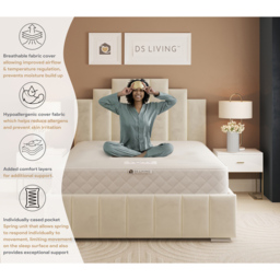 DS Living Aurora Sanctuary Double Gel Enhanced 1000 Pocket Sprung Hybrid Mattress - White - Wilko - thumbnail 7
