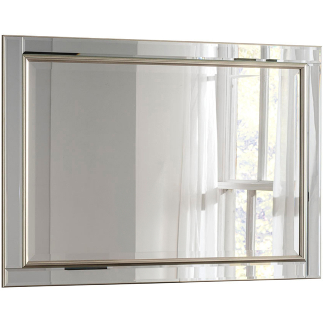 Yearn Timeless Warm Silver Large Bevelled Wall Mirror 106 x 75cm - Wilko - image 1