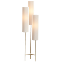 Furniturebox Aria White Brass 3 Tier Floor Lamp - Size: 37.5 x 37.5 x 132cm - Gold - Wilko - thumbnail 1