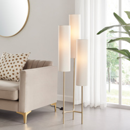 Furniturebox Aria White Brass 3 Tier Floor Lamp - Size: 37.5 x 37.5 x 132cm - Gold - Wilko - thumbnail 7