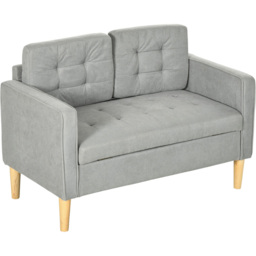 Portland 2 Seater Light Grey Cotton Sofa with Hidden Storage - Wilko - thumbnail 4