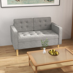 Portland 2 Seater Light Grey Cotton Sofa with Hidden Storage - Wilko - thumbnail 5