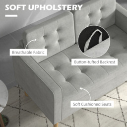 Portland 2 Seater Light Grey Cotton Sofa with Hidden Storage - Wilko - thumbnail 6