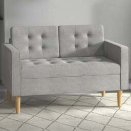 Portland 2 Seater Light Grey Cotton Sofa with Hidden Storage - Wilko