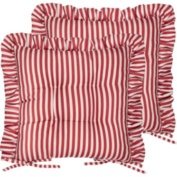 Wylder Millie Red Ruffle Seat Pad 40 x 40cm 2 Pack - Wilko - thumbnail 1