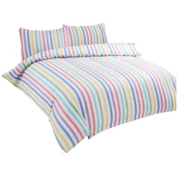 Rapport Home Candy Stripe Double Multicolour Brushed Cotton Duvet Set - Wilko - thumbnail 3